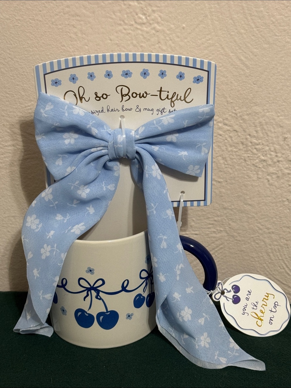 Oh So Bow-tiful Light Blue Floral Ribbon Bow Hair Accessory
